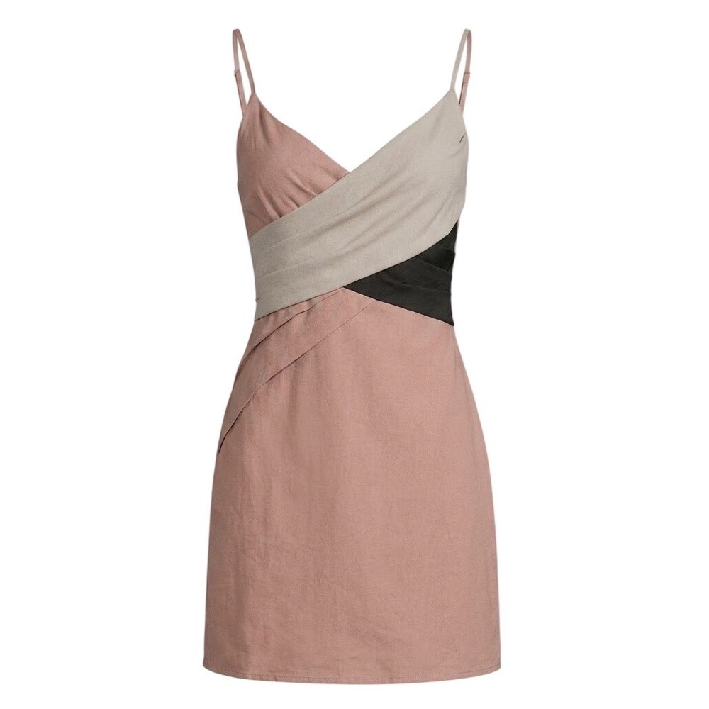 Lucca Couture Colorblock Mini Dress Women Small Mauve Gray Black LCD3150